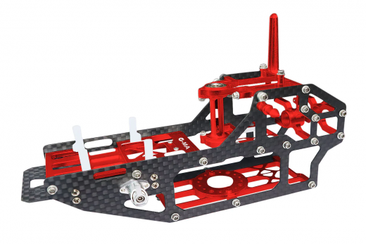 L-MA Hauptrahmen mit Akkufach aus CNC Aluminium und Carbonfaser in Rot für Blade InFusion 180