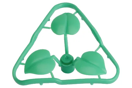 KBW Klemmbausteine Pflanze Blütenstiel 1x1x2/3 mit 3 großen Blättern in grün 50Stück