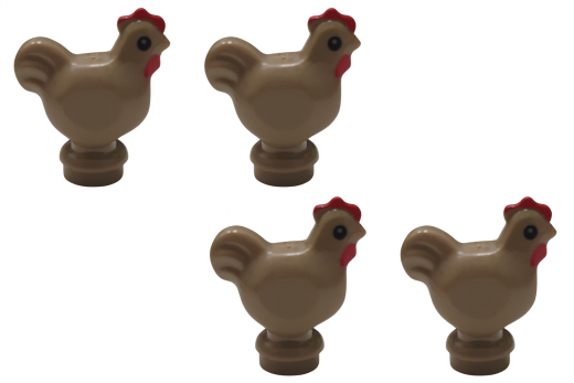 Klemmbausteine Huhn in dunkel beige / dark tan 4Stück