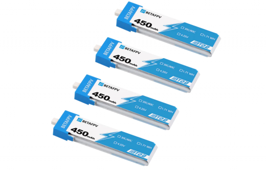BetaFPV LiPo Akku HV 450mAh 1S 30C mit BT2.0 Mega Pack 4 Stück