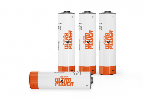 MODSTER Ultra Power AA Mignon Einzelzelle wiederaufladbare Akku Batterie NiMH 2200mAh 4Stück