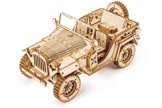 Lasercut Holzbausatz Standmodell Auto Army Jeep 369 Teile