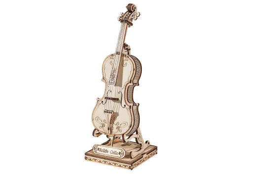 Lasercut Holzbausatz Standmodell Musikinstrument Cello 58 Teile