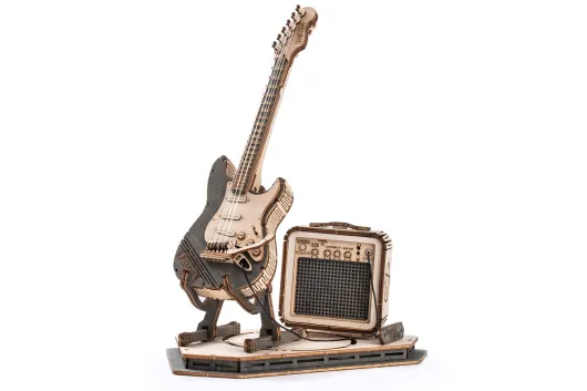 Lasercut Holzbausatz Standmodell Musikinstrument E-Gitarre 140 Teile