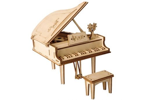 Lasercut Holzbausatz Standmodell Musikinstrument Grand Piano 74 Teile