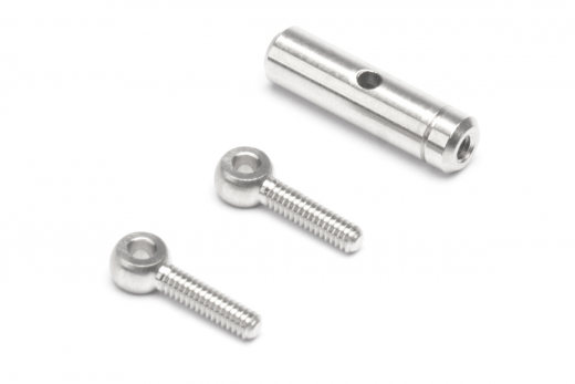 Präzisions-Spann-Schloss, Messing-bernickel, Länge: 20-28mm, Auge Innen Ø1,7mm 2Stück