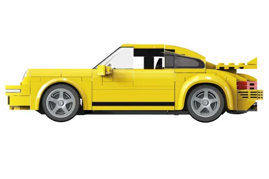 CaDA Klemmbausteine RC Car RUF CTR 2017 Yellowbird Auto - RC Set RTR mit Fernsteuerung oder via APP und Antriebsset - 222 Teile