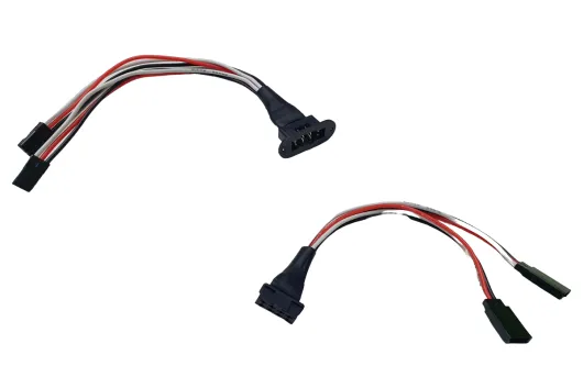 Servotragflächenkabelbaum Zweifach mit Flanschmontage 1x Stecker 1 Buchse mit Kabelbaum je 150mm