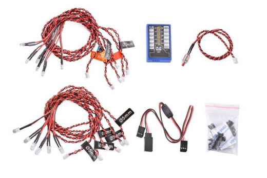 LED-Kit mit Kontrollbox Multicolor Flashing 4,8 - 6V (12x LED) H-SPEED für RC-Car, Helis, Flugzeuge und Dronen 