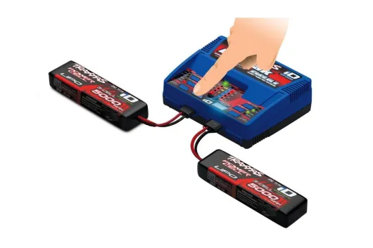 Traxxas Ladegerät SET mit EZ-Peak Dual Schnell-Lader 2x4A und Akku 2x LiPo 5000mAh 3S 25C