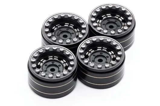 RC Crawler Scalezubehör 1/18 1Zoll 4x Messingfelgen in schwarz/gold für TRX-4M