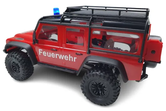 Traxxas TRX-4M LR Defender 4x4 EXKLUSIVMODELL Feuerwehr 1/18 Crawler RTR Brushed mit Akku und USB Lader