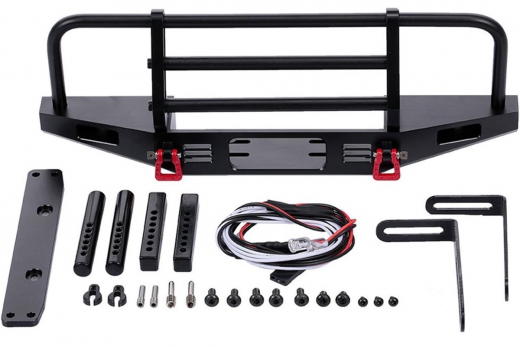 RC Crawler Scalezubehör Bumper vorne aus Metall mit Zubehör und mit LED Licht für TRX4