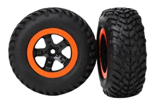 Traxxas Tuning SCT Reifen S1 auf Felgen in schwarz orange 2Stück für Slash 1/10