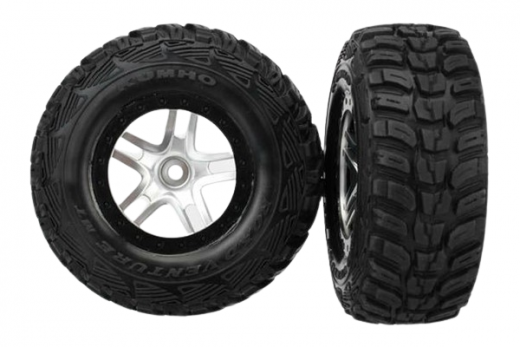 Traxxas Tuning Kumho S1 Reifen auf Felgen in Satin chrom schwarz 2Stück hinten für Slash und Ford F-150 Raptor Fox 1/10