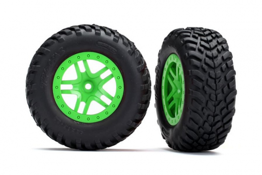 Traxxas Tuning SCT Reifen auf Felgen in grün 2Stück hinten für Slash 1/10