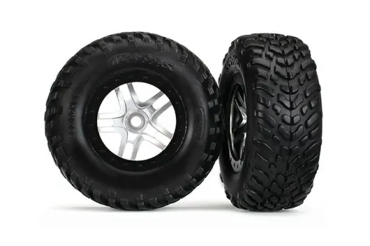 Traxxas Tuning SCT S1 Reifen auf Felgen in schwarz Satin chrom 2Stück hinten für Slash 1/10