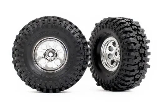 Traxxas Tuning Mickey Thompson Baja Pro XS Reifen auf 2,4x1,0 Felgen in chrom 2Stück für TRX-4M 1/18