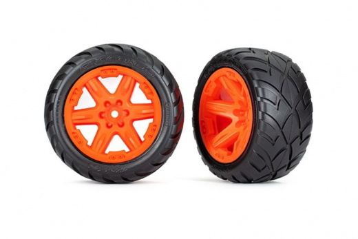 Traxxas Tuning Anaconda Reifen auf RXT 2,8 Felgen in orange 2Stück für Rustler 1/10