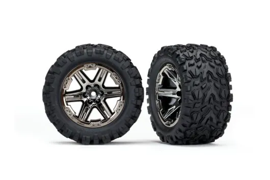 Traxxas Tuning Talon EXT Reifen auf RXT 2,8 Felgen in schwarz chrom 2Stück für Rustler 1/10