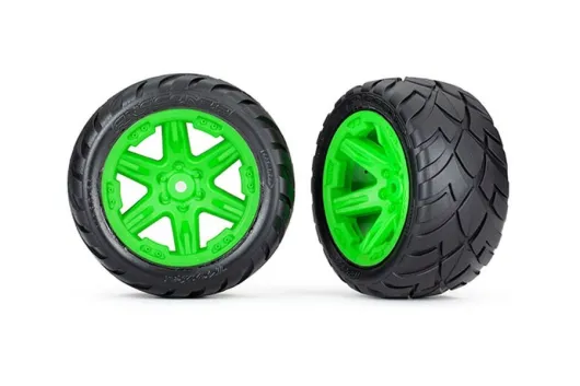 Traxxas Tuning Anaconda Reifen auf RXT 2,8 Felgen in grün 2Stück hinten für Rustler 1/10