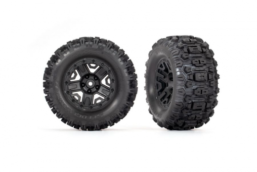 Traxxas Tuning Sledgehammer Reifen auf 2,8 Felgen in schwarz 2Stück hinten für Bigfoot, Rustler und Stampede 1/10