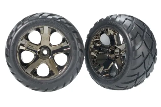 Traxxas Tuning Anaconda Reifen auf All-Star 2,8 Felgen in schwarz chrom 2Stück vorne für Stampede und Rustler 1/10