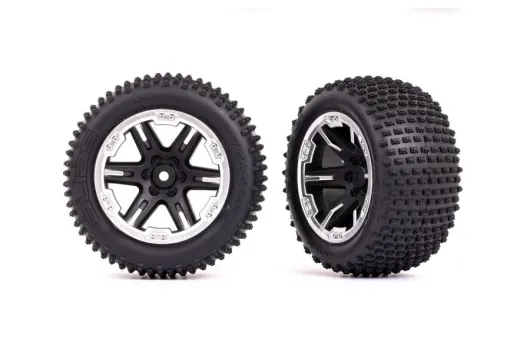 Traxxas Tuning Alias Reifen auf RXT 2,8 Felgen in schwarz-chrom hinten 2Stück für Rustler 1/10