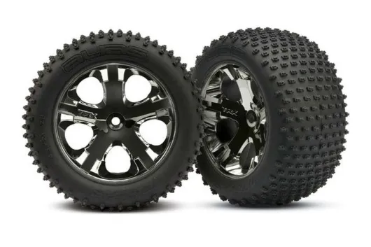 Traxxas Tuning Alias Reifen auf All-Star 2,8 Felgen in schwarz chrom 2Stück hinten für Rustler 1/10