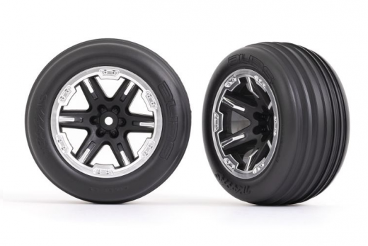 Traxxas Tuning Rillen Reifen auf RXT 2,8 Felgen in schwarz satin 2Stück vorne für Rustler 1/10