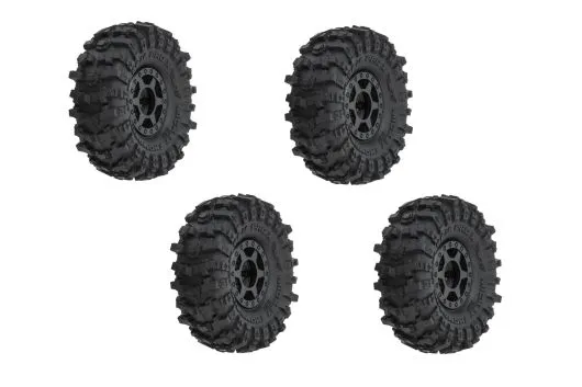 Pro-Line Tuning Hyrax Reifen auf 1,0 Impulse Felge in schwarz 4Stück für Crawler 1/24