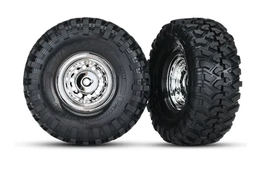 Traxxas Tuning Canyon Trail 4,6x1,9 Reifen auf Felgen in chrom 2Stück (für TRX8255A Radachse) für TRX-4 1/10