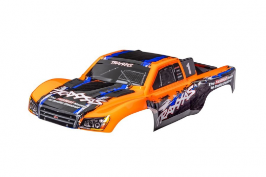 Traxxas Tuning Karosserie orange mit Aufkleber Clipless für Slash 4x4 1/10
