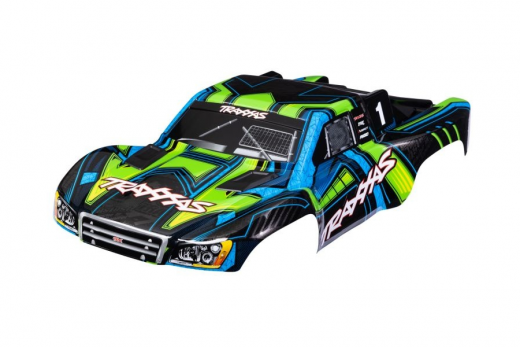 Traxxas Tuning Karosserie grün blau mit Aufkleber Clipless für Slash 1/10
