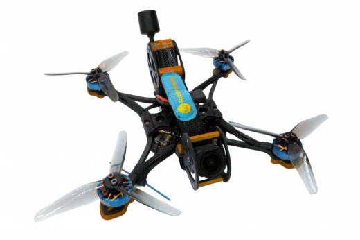 RubberQuads The Squirrel 3,5Zoll Race Quad Rahmen mit DJI O3 und ExpressLRS / ELRS Empfänger in orange