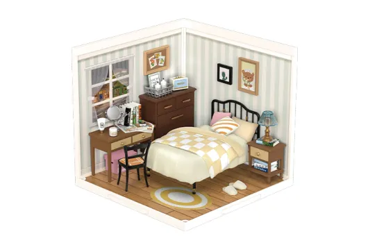 Lasercut Kunststoff Bausatz Standmodell DIY Miniature Haus Super Creator Serie Süßes Traumschlafzimmer 95 Teile