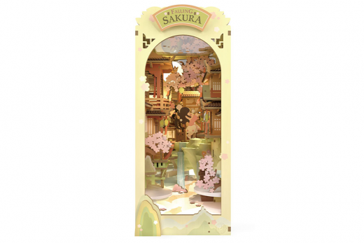 Lasercut Holzbausatz Bücherecke Falling Sakura 240 Teile