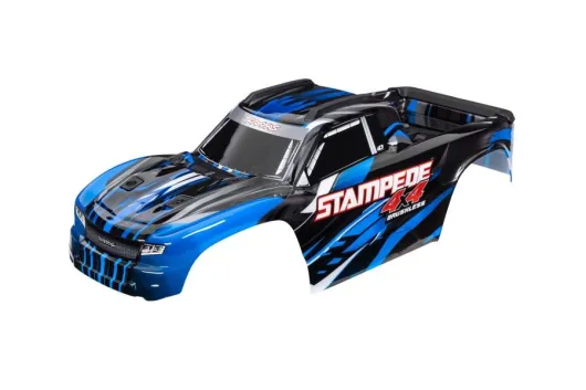 Traxxas Ersatzteile Karosserie in blau mit Aufkleber und Halterung für Stampede 1/10