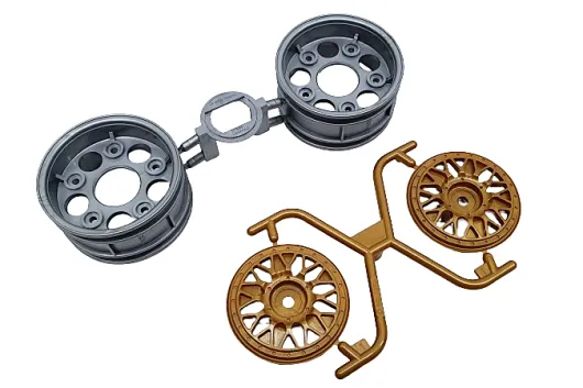 Tamiya RC Ersatzteile für TT02 Felgen für Audi V8 Tourenwagen und Nissan Skyline GT-R in gold / grau 26mm 4Stück