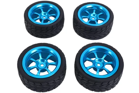 MBW RC CAR Tuningteile für RC Auto Mini Cito und DF Z06 Buggy Metall Felgen mit Reifen in blau