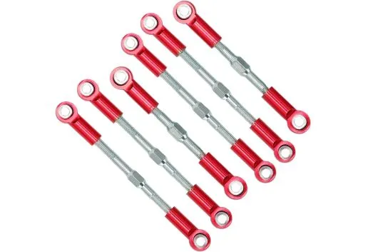MBW RC CAR Tuningteile für RC Auto Mini Cito und DF Z06 Buggy Spurstangen und Lenkstangen Set aus Aluminium in rot