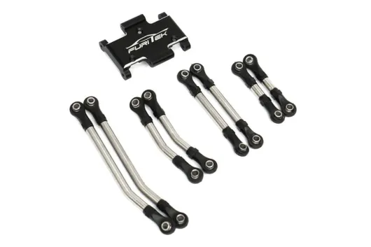 FuriTek Tuningteile Stahl-Link-Set mit Alu-Skid-Platte für FX118 Fury Wagon, CR-18P Rushmore und T-Hunter