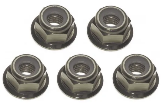 M4 Radmuttern Stoppmutter aus Aluminium mit Flansch in titan eloxiert CW 5Stück