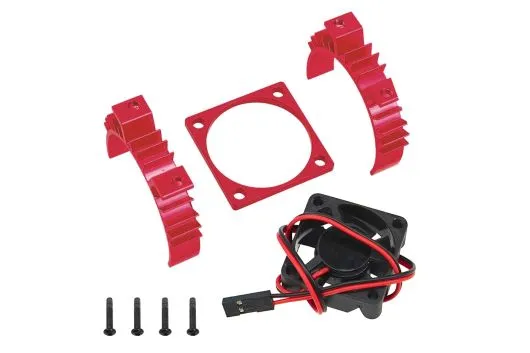 Tuningteile Aluminium Kühler für 540er Motor mit Lüfter 5-6V in rot für Tamiya TT02