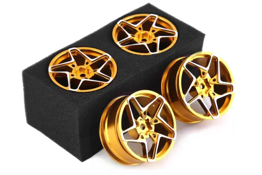 Tuningteile Aluminium 52mm Metall Felgen Star in orange 4Stück für Tamiya TT02