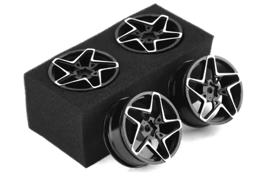 Tuningteile Aluminium 52mm Metall Felgen Star in schwarz 4Stück für Tamiya TT02