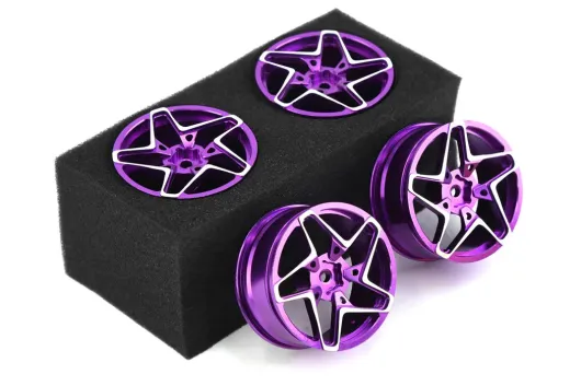 Tuningteile Aluminium 52mm Metall Felgen Star in violett 4Stück für Tamiya TT02