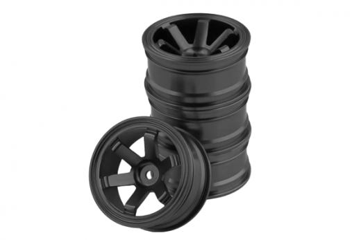 Tuningteile Aluminium 52mm Metall Felgen 6-Speichen in schwarz 4Stück für Tamiya TT02