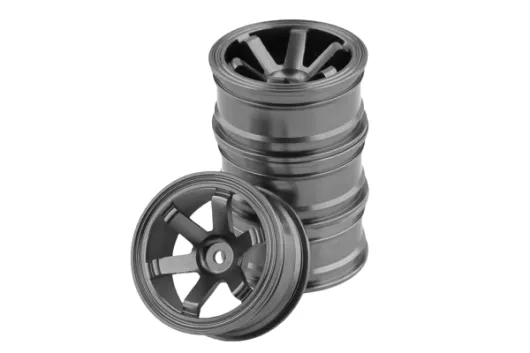 Tuningteile Aluminium 52mm Metall Felgen 6-Speichen in titanium 4Stück für Tamiya TT02