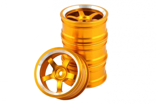 Tuningteile Aluminium 52mm Metall Felgen 5-Speichen in orange 4Stück für Tamiya TT02